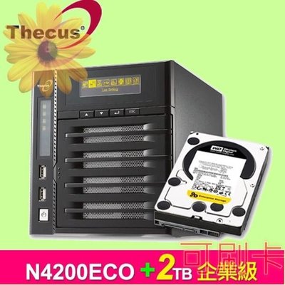 5Cgo【權宇】網路儲存伺服器 Thecus 4Bay NAS：N4200 ECO 附企業級2TB硬碟*2台會員扣5%