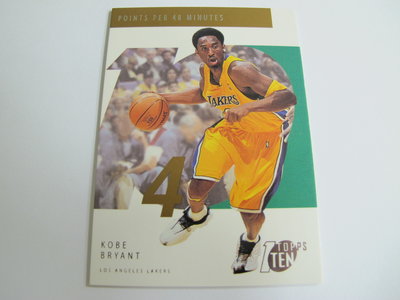 ~ Kobe Bryant ~ 2002年ToppsTen  科比布萊恩 黑曼巴.小飛俠.背號8號 金版 NBA球員卡