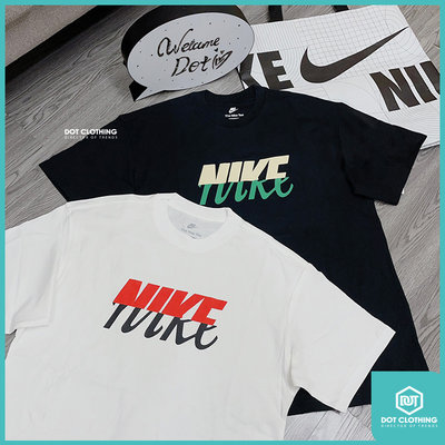 DOT 聚點 NIKE NSW TEE 草寫 字母 拼接 短T 黑綠 白橘 FD1287-100 FD1287-010