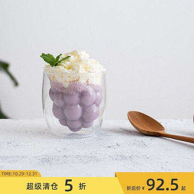 茶藝師 日本進口Briller萌萌創意動物水果造型雙層玻璃杯水杯甜品飲料杯