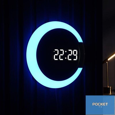 LED夜光電子時鐘掛墻掛鐘客廳家用時尚創意鬧鐘輕奢簡約鐘表掛表