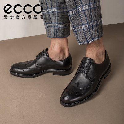 ECCO愛步商務正裝皮鞋男 雕花透氣德比鞋休閑鞋男 唯途III 640524