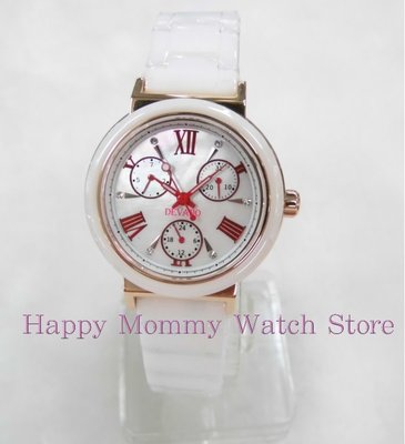 【 幸福媽咪 】網路購物、實體服務 DEVANO 帝凡諾 藍寶石 三眼計時 陶瓷錶,34mm DV-5661