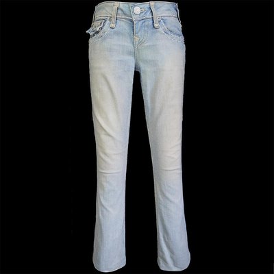 日本EVISU福神淺藍刷白窄管小喇叭牛仔褲 W23 美國製