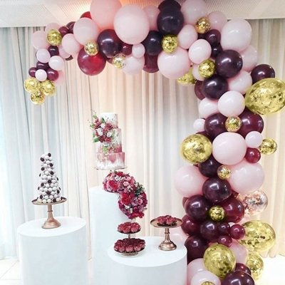 [愛雜貨]酒紅色系氣球鍊套組 氣球 DIY 裝飾 生日派對 婚禮 會場佈置 情人節 慶生 節慶