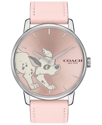 Coco小鋪 COACH 101 Dalmatians Leather Strap Watch  粉色錶帶101忠狗手錶