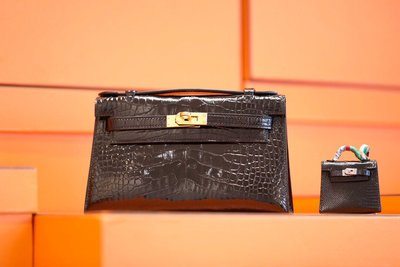 『RP精品』愛馬仕 HERMES 鱷魚皮Kelly mini一代 CK89黑色 金扣 手拿包 晚宴包