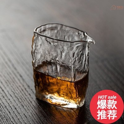 日式錘紋公道杯玻璃公杯日本茶道功夫茶具四方公杯茶海琉璃分茶杯主人杯
