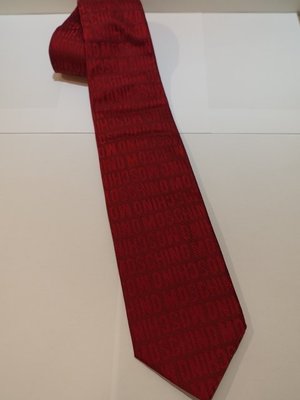 MOSCHINO 義大利製紅色LOGO領帶