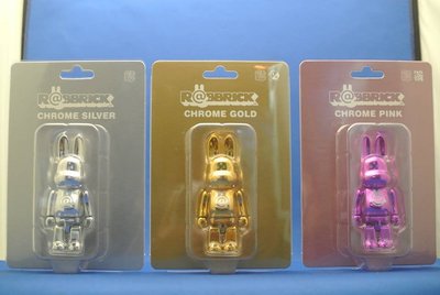 (參號倉庫) 現貨100% R@BBRICK 兔子 電鍍 金 + 粉紅 + 銀 一組3隻 bearbrick 庫柏力克熊
