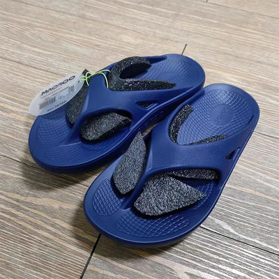 韓國ooFOS夏季運動恢復男女涼拖鞋 舒適厚底人字拖 沙灘夾腳涼拖鞋 深藍色 37-43