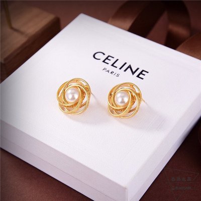 [香港名品]Celine Preclous新品 簡單時尚多層花瓣設計金色耳釘 耳環 耳飾