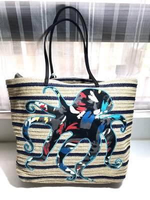 美國品牌 VERA BRADLEY 時尚章魚花紋造型編織包 海灘包 沙灘包 草編包 側肩包 波西米亞風