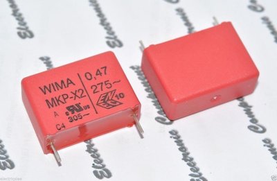 德國WIMA MKP-X2 0.47uF (47nF) 275V AC 20% 腳距:22.5mm 金屬膜電容 1顆1標