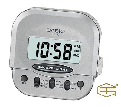 【天龜】CASIO 輕巧時尚 隨身型數字電子鬧鐘 PQ-30-8