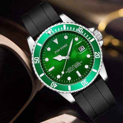 男士手錶 PINTIME/品時手錶男外貿爆款硅膠帶綠水鬼休閑錶直播熱銷男士手錶