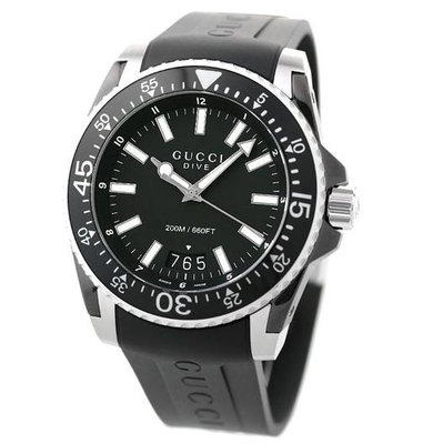 GUCCI YA136204A 古馳 手錶 48mm 黑面盤 黑色橡膠錶帶 男錶
