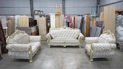 歐風時尚古典金色絨布沙發 3+2+1人座沙發 一人座沙發 二人座沙發 三人座沙發 布沙發 沙發椅 布面沙發座椅 客廳座椅