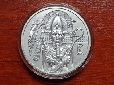 埃及神話冥王銀幣二盎司，埃及銀幣，銀幣，紀念幣，錢幣，收藏錢幣，幣~埃及神話冥王銀幣(二盎司重62公克)
