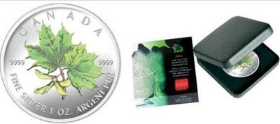 加拿大 2002 1oz 彩色楓葉紀念銀幣(Summer-Green) 原廠原盒