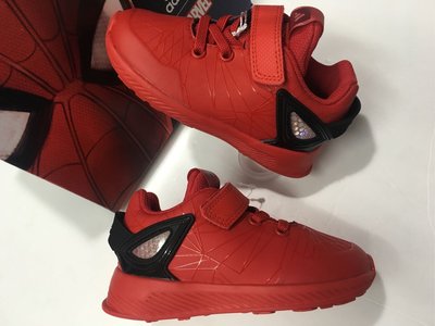 adidas 愛迪達 蜘蛛人 聯名款 兒童運動鞋 紅色運動鞋 黏貼帶運動鞋 尺寸:UK6
