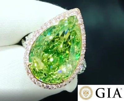 【台北周先生】天然Fancy綠色鑽石 10.88克拉 水滴切割 璀璨耀眼 Even分布 18K美戒 送GIA證書