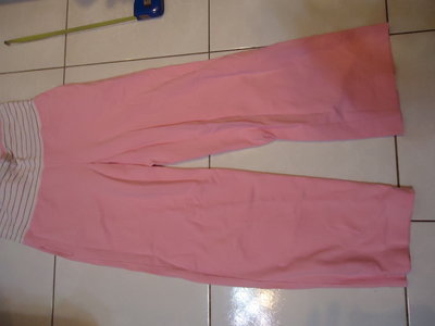 Nautica 粉紅色白黑條紋綁帶鬆緊式運動長褲,尺寸:M號,腰圍:29.5吋,少穿極新,降價大出清.