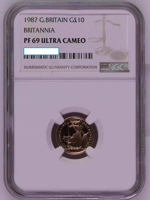 1987英國不列顛女神金幣 1/10盎司精制 NGC-PF6錢幣 收藏幣 紀念幣-23296【國際藏館】