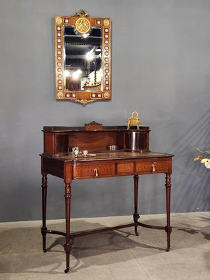 19世紀 英國 手工鑲嵌 桃花心木 寫字桌 化妝桌 精品櫃台 梳妝台 書桌 古董桌 t0430 【卡卡頌 歐洲古董】✬