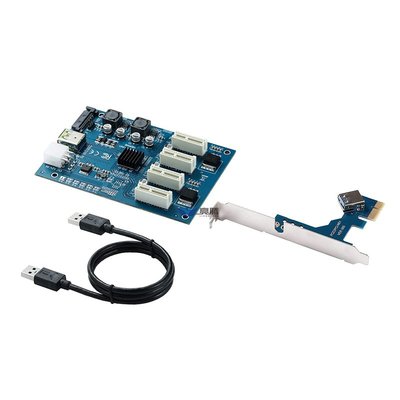 PCI-E轉PCIE轉接卡1轉4 M2 1X轉4個PCI-E 36P插槽1分4顯卡擴充卡