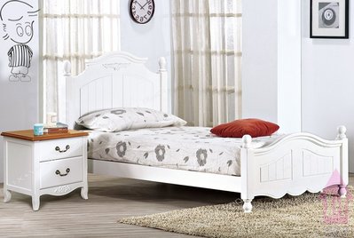 【X+Y】艾克斯居家生活館           現代單人床組系列-瑪莎 3.5尺白色單人床台.含床架不含床頭櫃.摩登家具