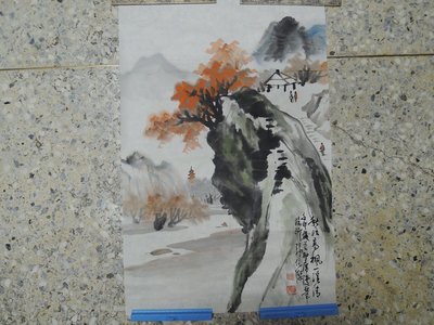 【古董字畫專賣店】張俊傑，山水畫，設色水墨畫作品
