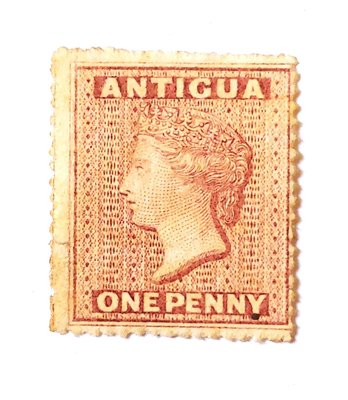 # 1863-67年 英屬中美洲安地瓜島(Antigua)郵票  1便士  新票  圖像為維多利亞女王 此版少有 !
