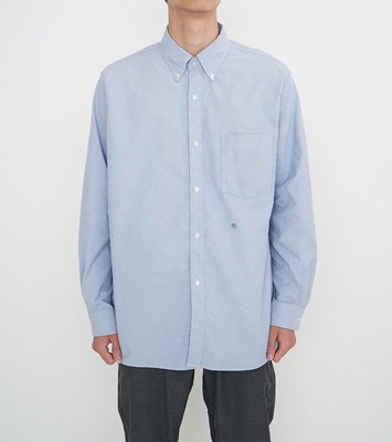 日本 nanamica Button Down Wind Shirt 淺藍長袖寬版襯衫 日本製