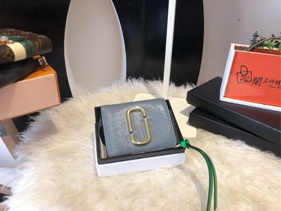 ※芯閣名牌精品店※MARC JACOBS MJ Snapshot mini 撞色 短夾 大象灰 寶藍色 全新現貨