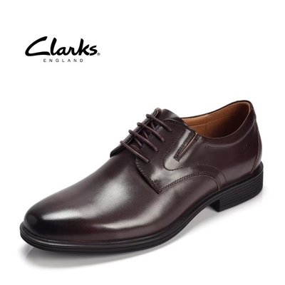clarks其樂男鞋新款英倫商務正裝皮鞋牛皮系帶德比鞋Tilden Plain