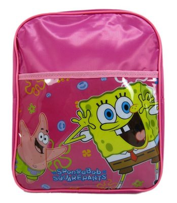 【卡漫迷】 出清特價99元 海綿寶寶 後背包 粉 ㊣版 SpongeBob 派大星 Patrick 輕便型 書包 A4可