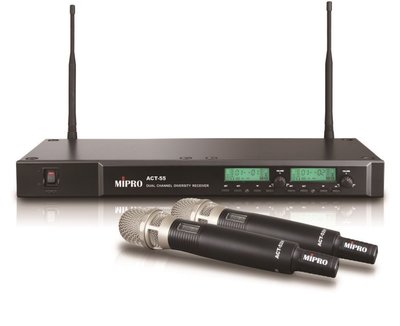 鈞釩音響~MIPRO嘉強 ACT-55 UHF 112CH雙頻道自動選訊無線麥克風抗4G干擾