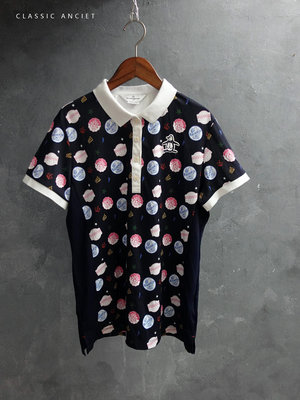 CA 日本製企鵝牌 Munsingwear 女款 花紋 短袖polo衫 LL 一元起標無底價R492