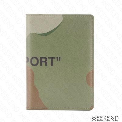 【WEEKEND】 OFF WHITE Quote Passport 皮革 長夾 護照夾 迷彩色 19春夏