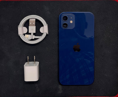 二手精品 iphone12 128G 5G手機 藍色 9.8成新 無盒裝有附贈原廠配件 加贈保護貼及空壓殼