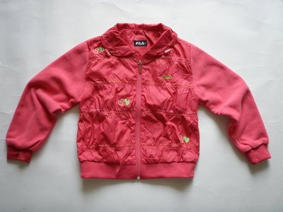 義大利品牌［FILA kids］女童桃紅色平織外套(編號0154)~120CM