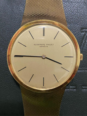 廉售常用品 AP 愛彼錶 Audemars Piguet 古董錶 33mm錶徑 K18YG黃金錶殼 它廠錶帶不確定材質(因無標示)