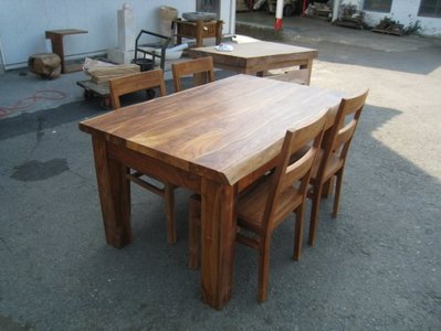幸福家實木傢俱 自然邊柚木餐桌, 長桌,會議桌, 工作桌,176cm 厚度5cm (DINNING TABLE-3)