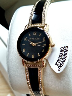 Anne Klein手錶時尚精品錶款，編號:AN00037,黑色錶面黑色金屬錶帶款