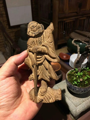 古玩民俗老物件 老木雕人物雕像《八仙鐵拐李》人物形象雕刻漂亮