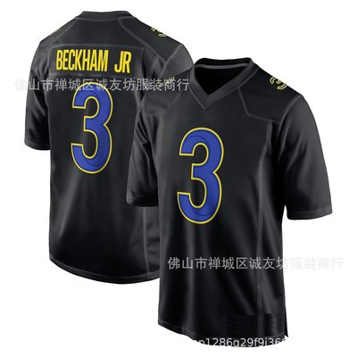 現貨球衣運動背心NFL橄欖球球衣 公羊 3 黑色 Rams Odell Beckham Jr. Jersey