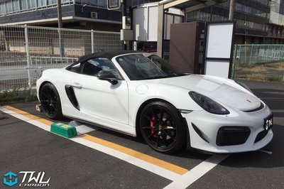 TWL台灣碳纖 全新PORSCHE保時捷 981 BOXSTER真空石墨碳纖維 側裙