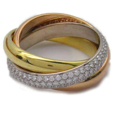 CARTIER 卡地亞 鑽石戒指 Trinity Diamond Ring 18K三色 日本現貨 包郵包稅 9.5成新【BRAND OFF】
