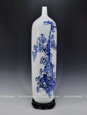 INPHIC-景德鎮青花瓷手繪花瓶 附證書 梅花 工藝品擺飾 家居裝飾